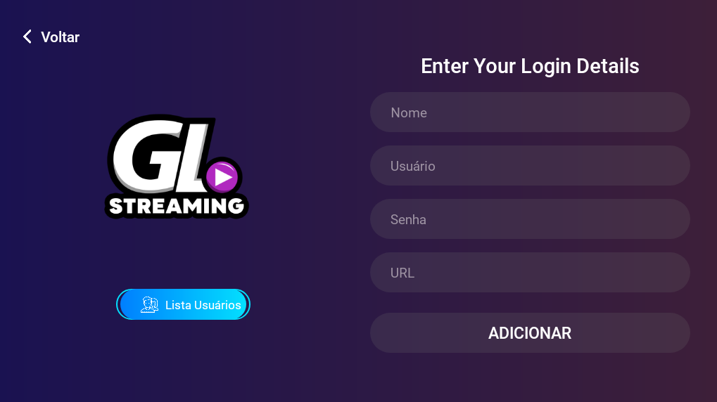 GL Streaming em Tablet